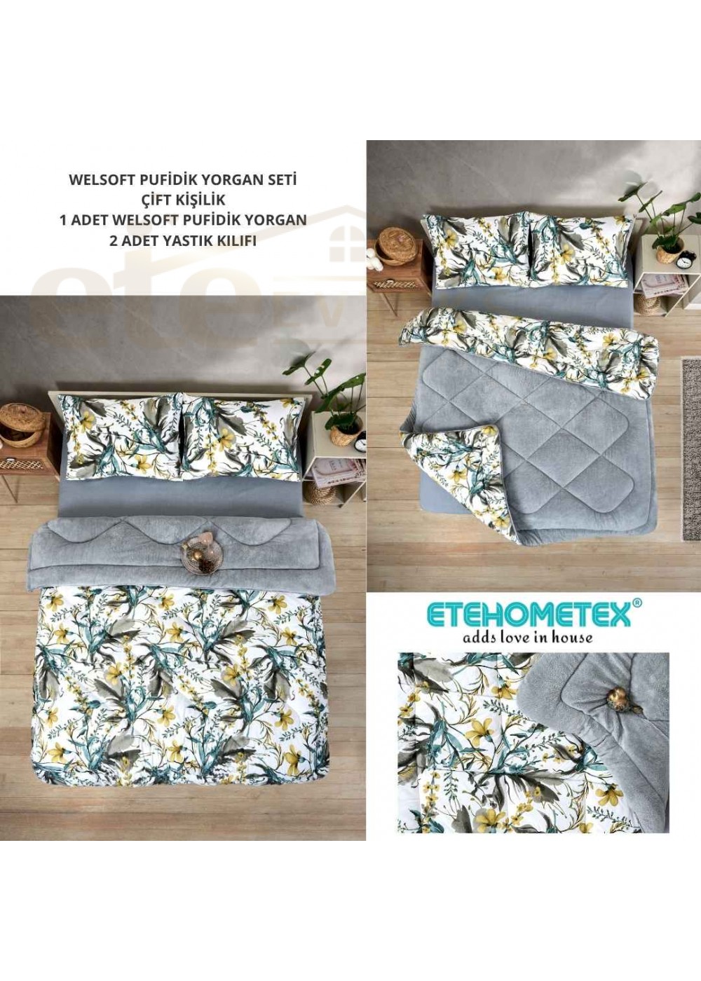 ETE HOMETEX ÇİFT KİŞİLİK LÜX WELSOFT YORGAN 195X215CM ASYA GRİ 8696474231944 ETE HOMETEX ÇİFT KİŞİLİK LÜX WELSOFT YORGAN 195X215CM ASYA GRİ 8696474231944